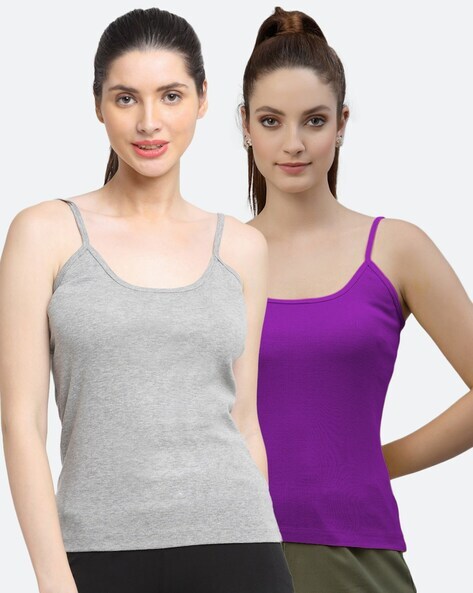 SPAGHETTI TOP WITH ADJUSTABLE STRAPS CAMISOLES (PACK OF 2)