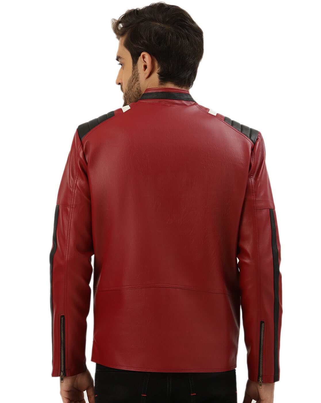 Hood Crew Men's Pu Faux Leather Jacket with Removable Hood Red L -  Walmart.com