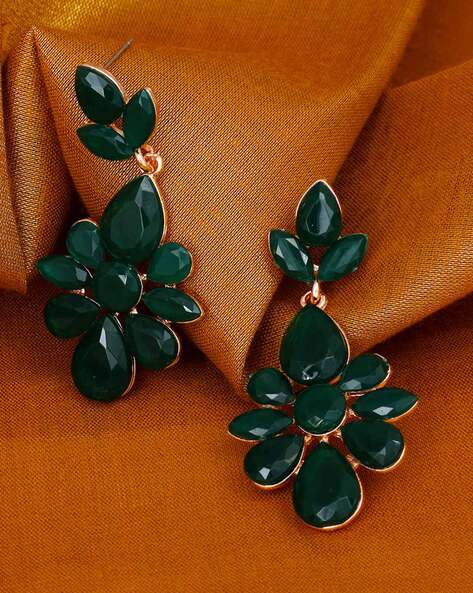 Amazon.com: Teardrop Dangle Earrings– Classic Dark Green Rhinestone Drop  Earrings Pierced Style Hypoallergenic Earrings Womens (01): Clothing, Shoes  & Jewelry