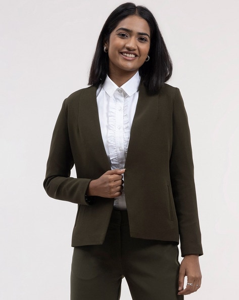 Long open clearance front blazer