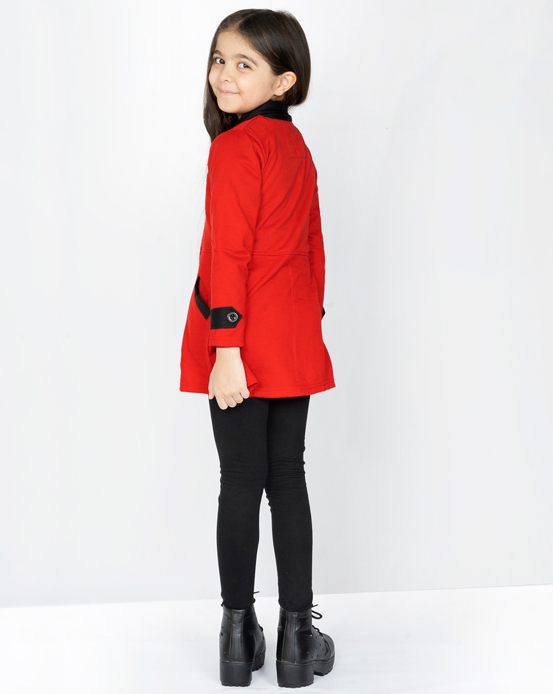Shop Online Girls Red Solid Full-Sleeve Puffer Jacket at ₹889