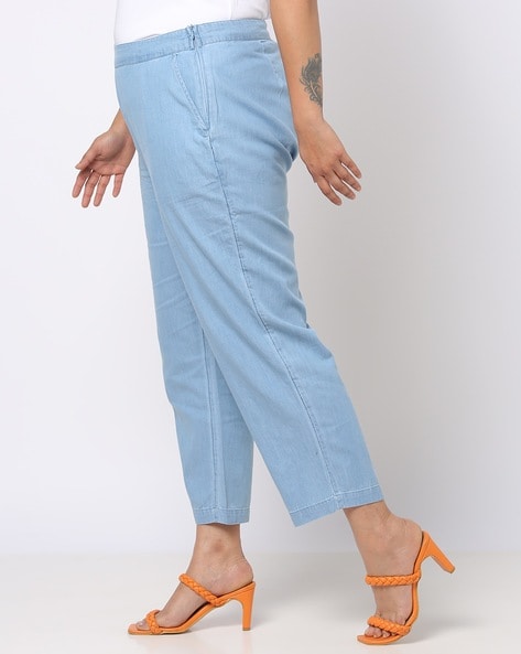 Flat-Front Ankle-Length Pants