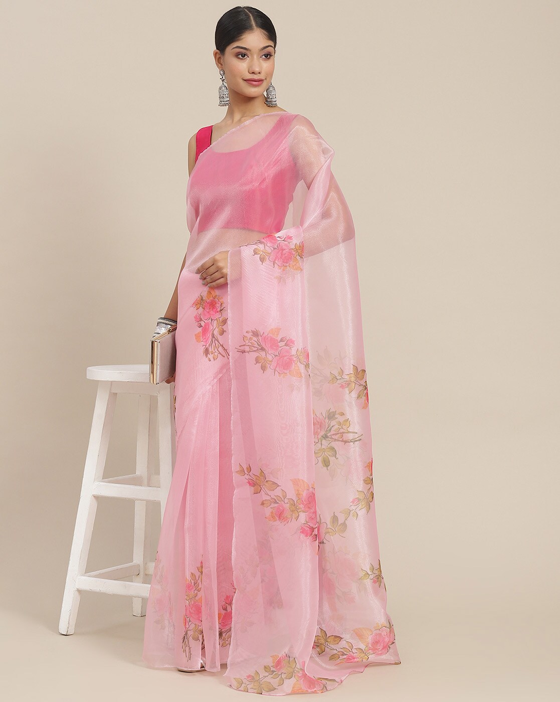 Buy Pink Sarees for Women by Ishin Online