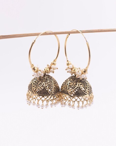 Big Jhumka earrings for women Peach color Jhumka Latest design