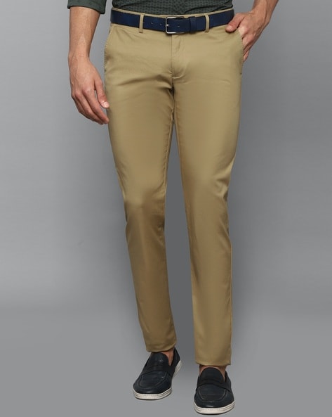 Buy Men Khaki Slim Fit Solid Casual Trousers Online - 342636 | Allen Solly
