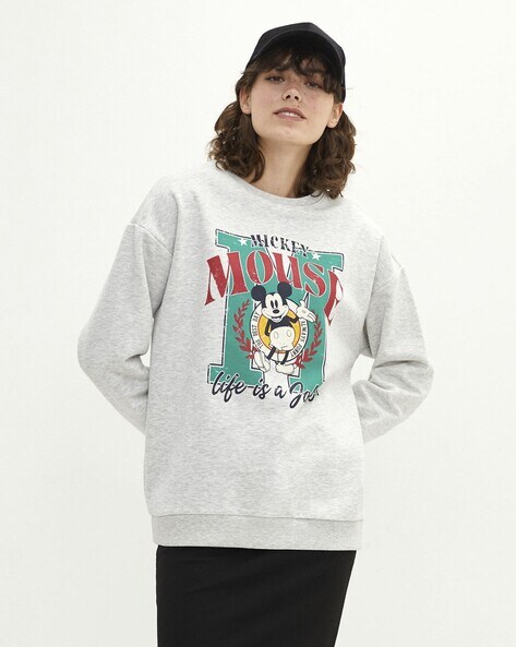 Sweatshirt with Printed Design - Gray melange/Mickey Mouse