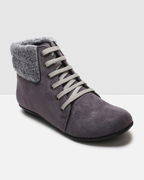 Grey suede 2025 slipper boots