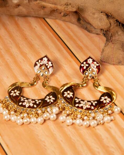 Buy gold chandbali earrings Online | Krishna Jewellers