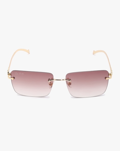 Pink Rimless Wrap Around Women Sunglasses Gold Color Heart Shades Eyeg –  Fashion Vogue Shop