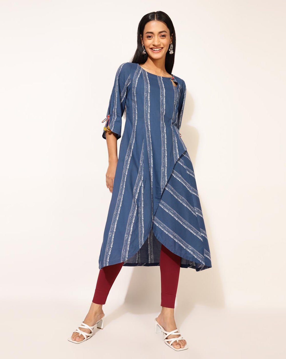 Indigo Kurti and Pant Set Fully Stitched, Summer Wear Eye Catching Lon –  azrakhkurtis