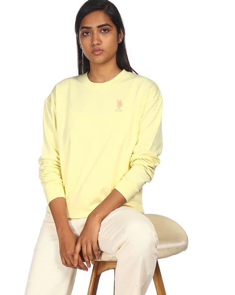 Yellow crew sales neck sweatshirt womens