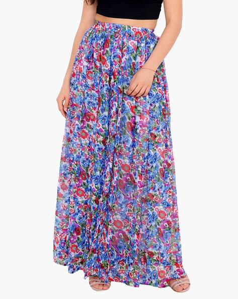 Floral print hotsell maxi flared skirt