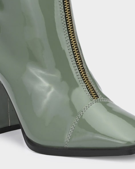 Allegra K Women's Pointy Toe Zip Lace Up Stiletto Heel Ankle Boots Emerald  Green 5.5 : Target