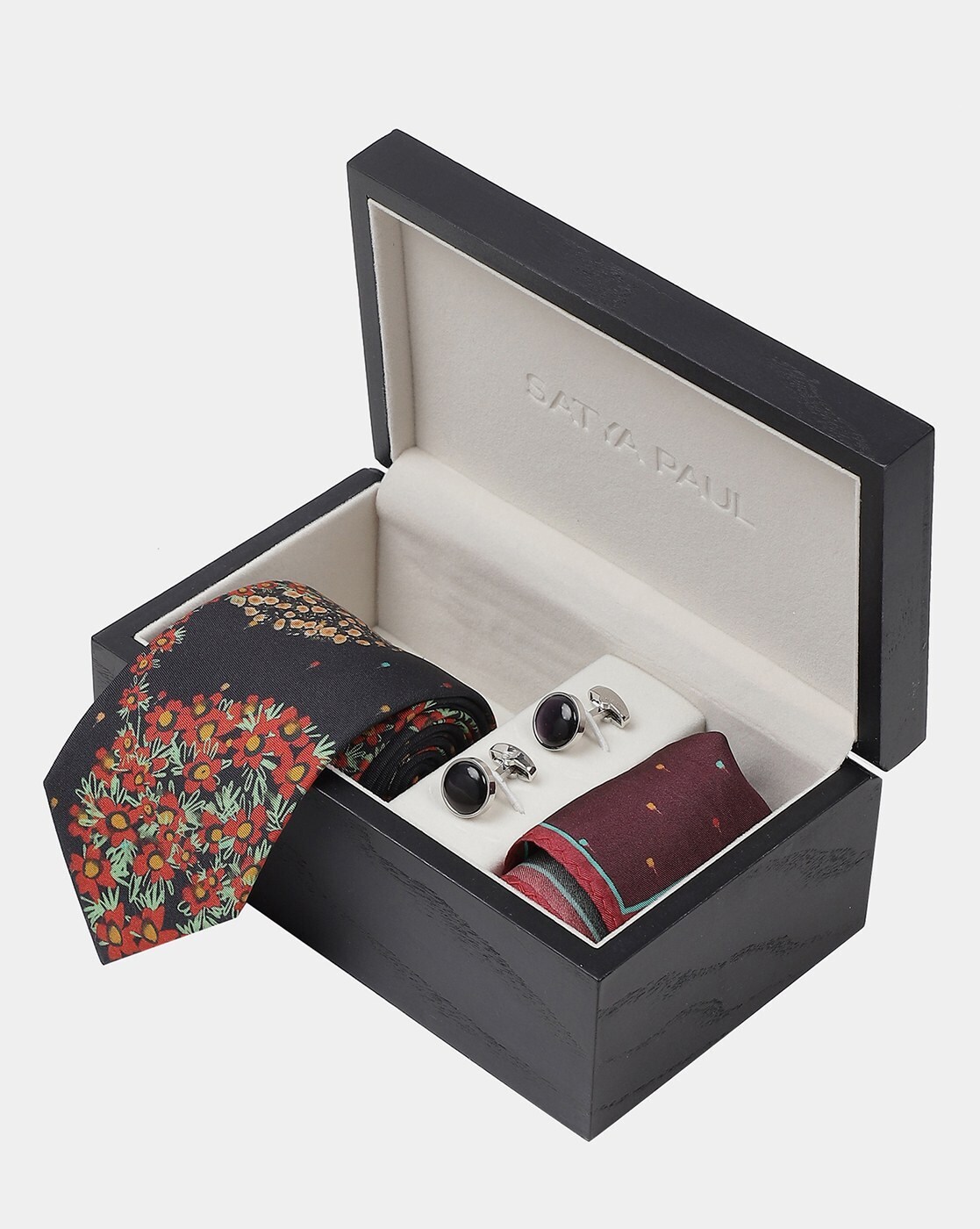 Cufflinks Gift Set - Buy Wine Color Tie Pocket Square Combo Online