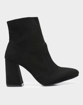 Low block clearance heel booties