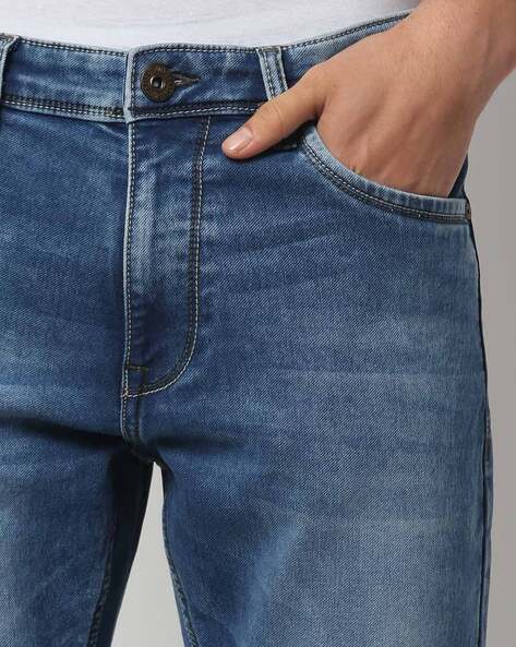 Mid-Wash Slim Fit Jeans