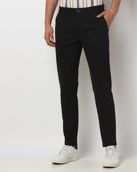 Buy Black Mid Rise Slim Fit Pants for Men