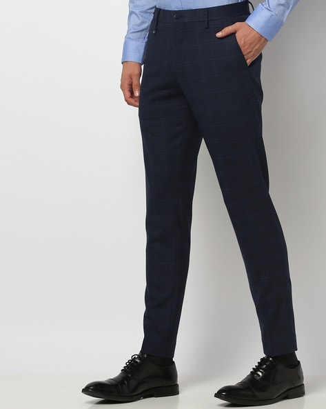 Pleated Suit Trousers  Plain Navy  Oliver Brown