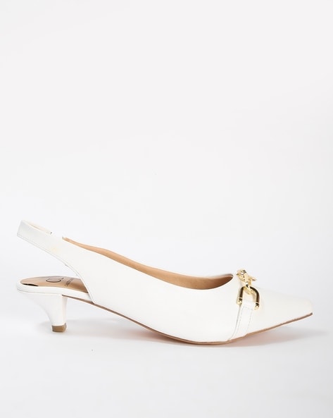 Wide fit clearance white kitten heels