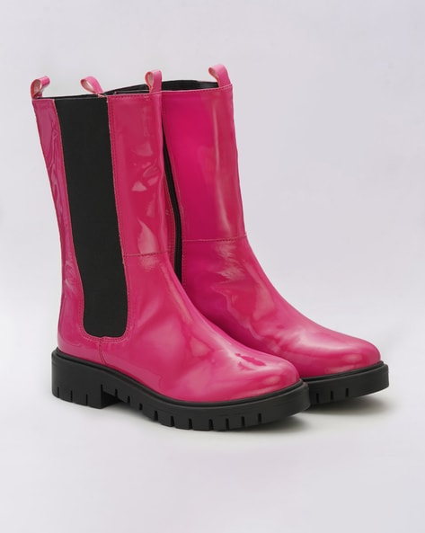 Pink mid hotsell calf boots