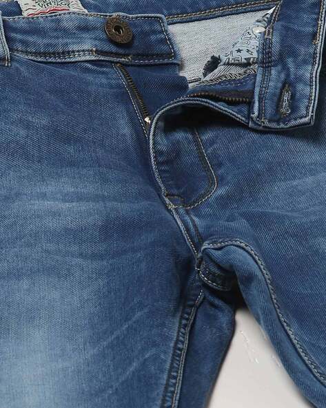 Mid-Wash Slim Fit Jeans