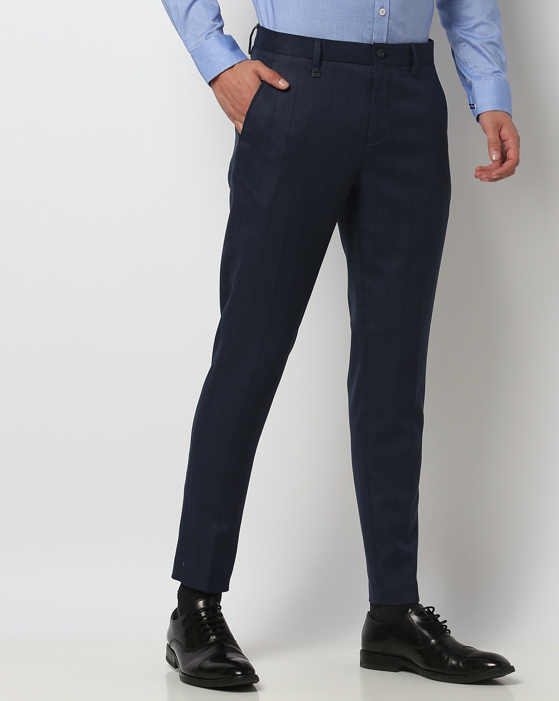 Navy Stretch Wool Drawstring Trouser - Custom Fit Tailored Clothing