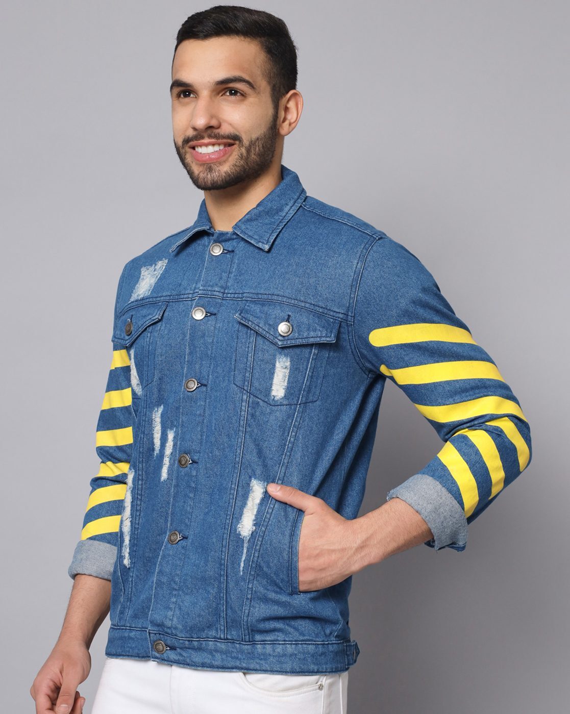 Striped hotsell denim jacket