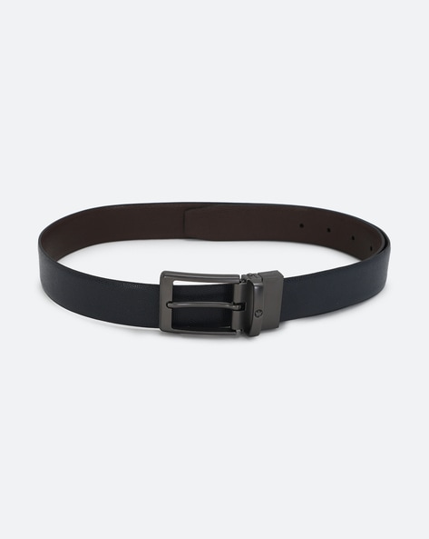 Buy Louis Philippe Black Textured Wide Belt for Men at Best Price