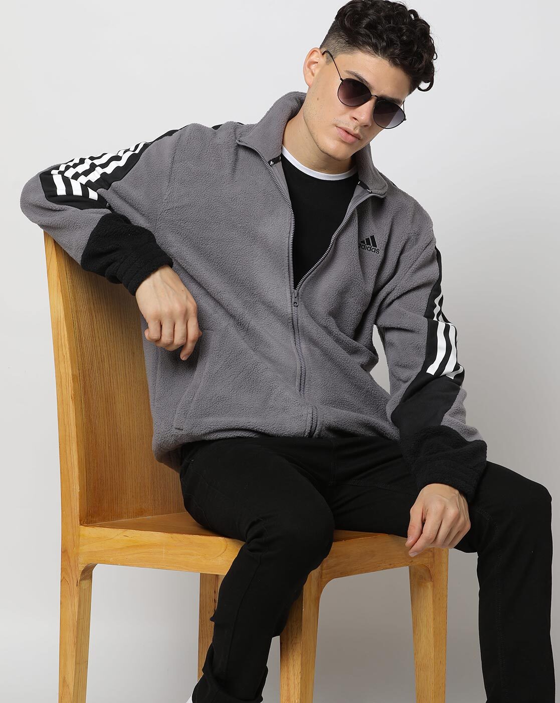 Grey adidas track jacket sale