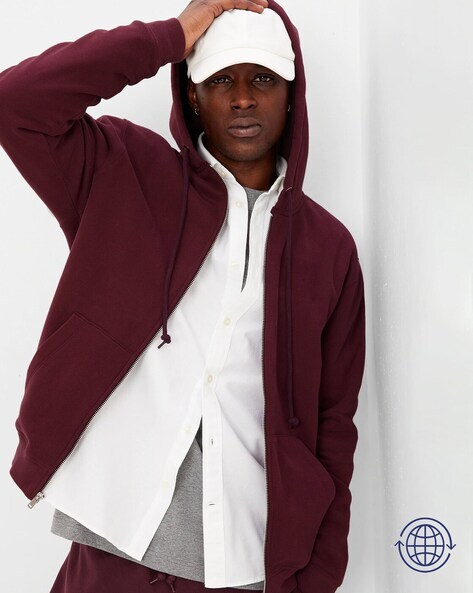 Buy Ideation Men's Cotton Black & Maroon Color Full Zipper Sweatshirt  Hoodies with Kangaroo Pocket S Size - (Pack of 2) at