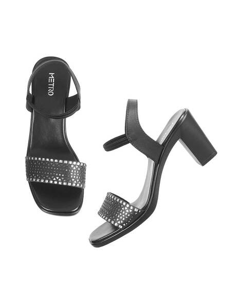Buy Metro Women Gun Metal Block Heel Fashion Sandal UK/3 EU/36 (40-54) at  Amazon.in