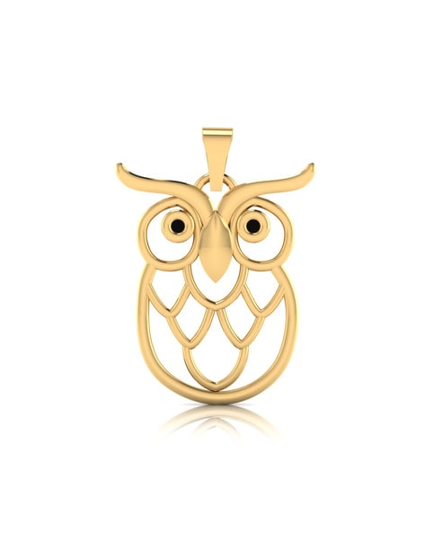 14K Solid Gold Flying Owl Pendant