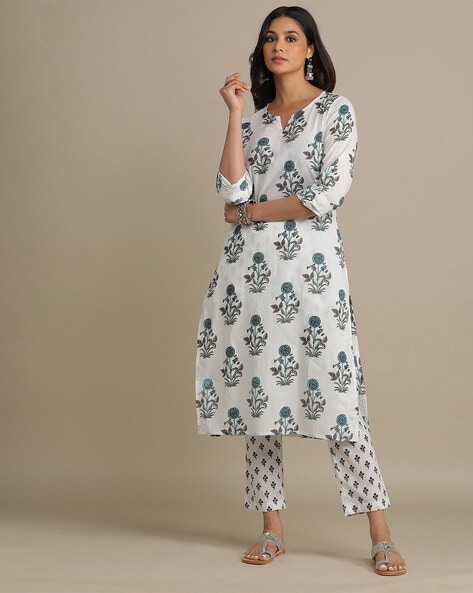 Floral print shop straight kurta