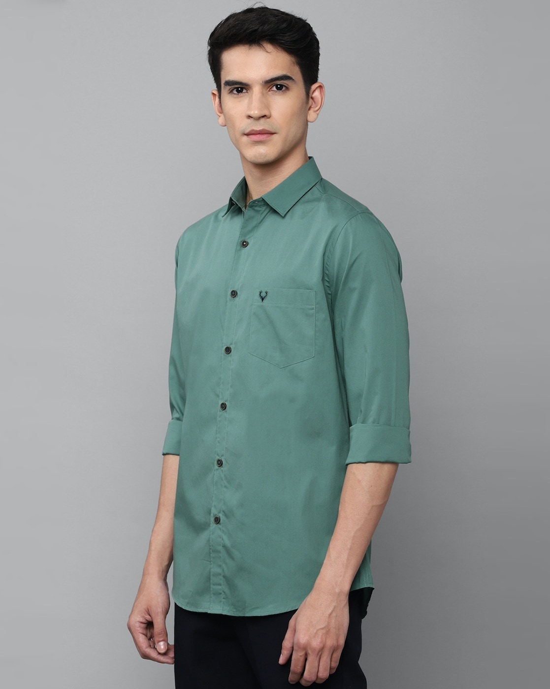 Allen Solly Men's Slim Fit Shirt (ASSFQSPPV12714_Green 