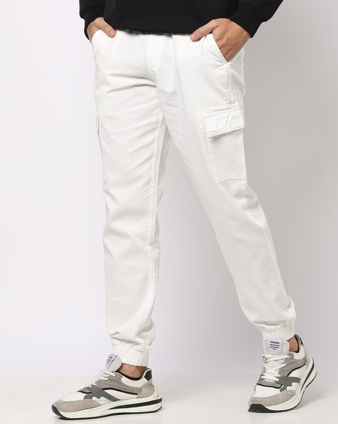 Baggy Jeans- Light Grey Cargo Pocket Baggy Fit Jeans Online | Powerlook