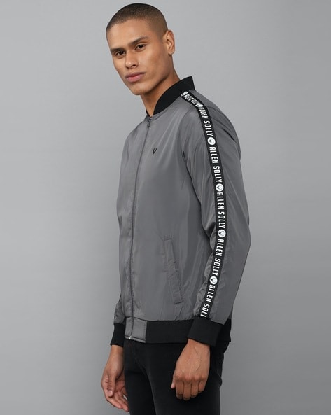 Buy Allen Solly Men Solid Regular Full Sleeves Mandarin Neck Grey Jacket  Online