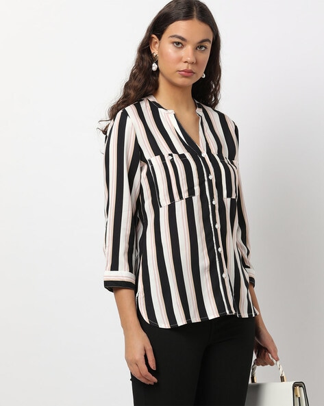 Striped Shirt with Patch Pockets