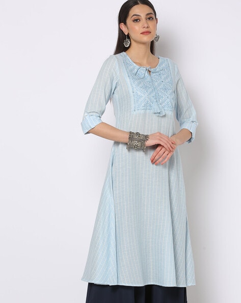 Avaasa Kurti Kurta Top Navy Blue Floral 3/4 Rolled Sleeves Size Medium |  Anarkali tops, Tops, Clothes design