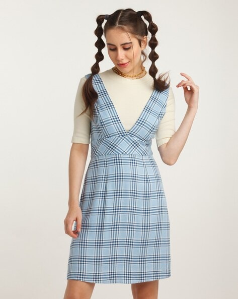 Blue pinafore outlet dress womens