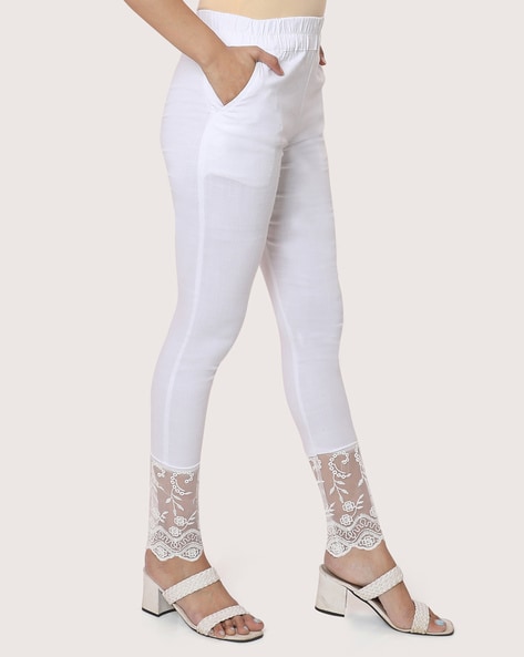 High Waist Cropped Lace-Trim Legging – SHOPMRENA