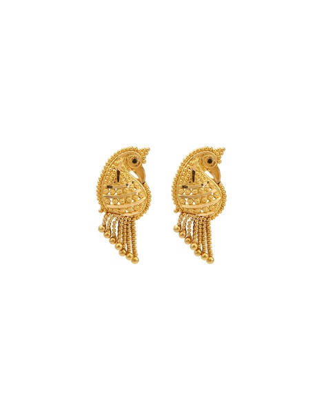 18k Peacock Rose Gold Stud Earrings for Kids and girls