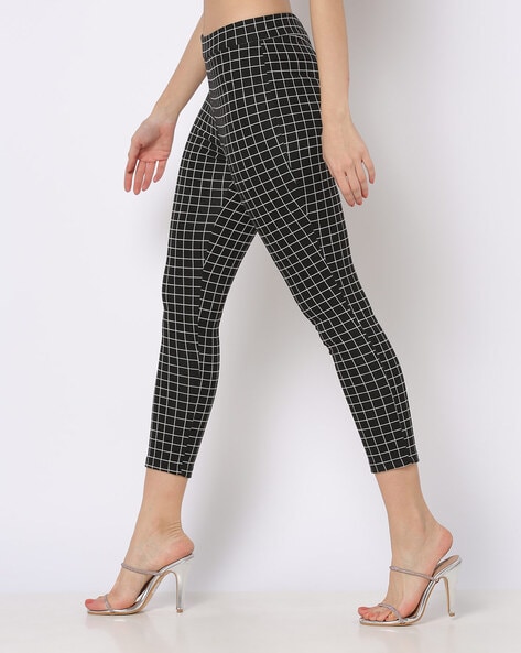 Black and White Buffalo Plaid Leggings | Zazzle