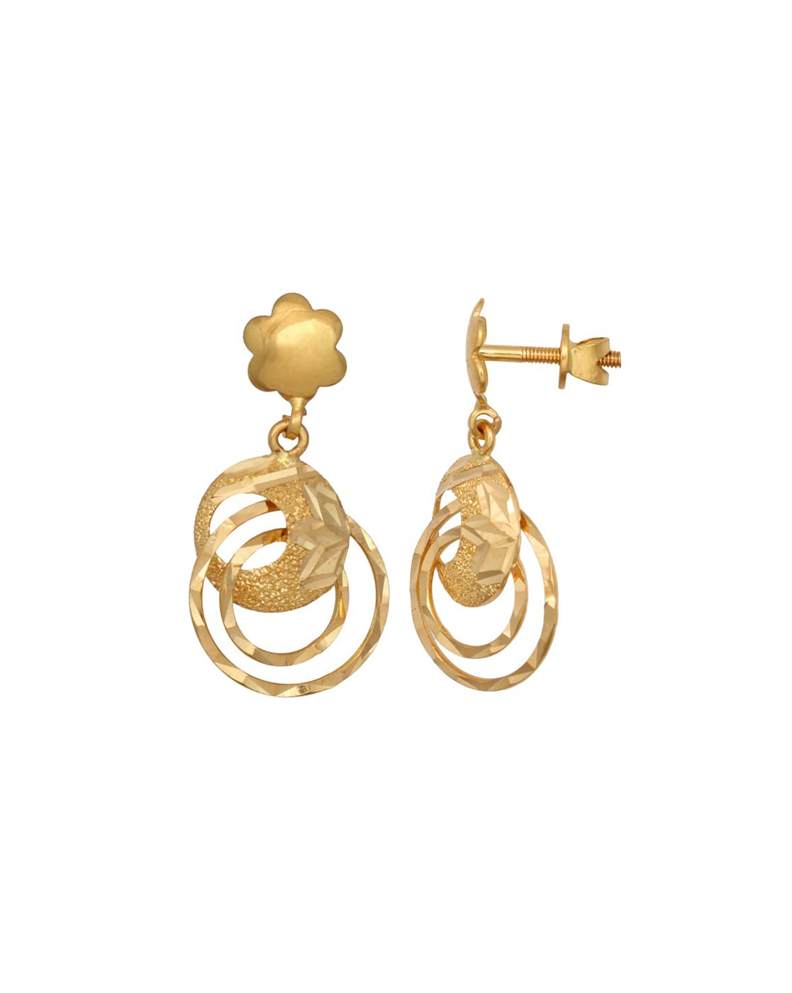 CANDERE - A KALYAN JEWELLERS COMPANY 22 (916) BIS Hallmark Yellow Gold  Dangle Earring for Women with Screw Back closure. : Amazon.in: Fashion