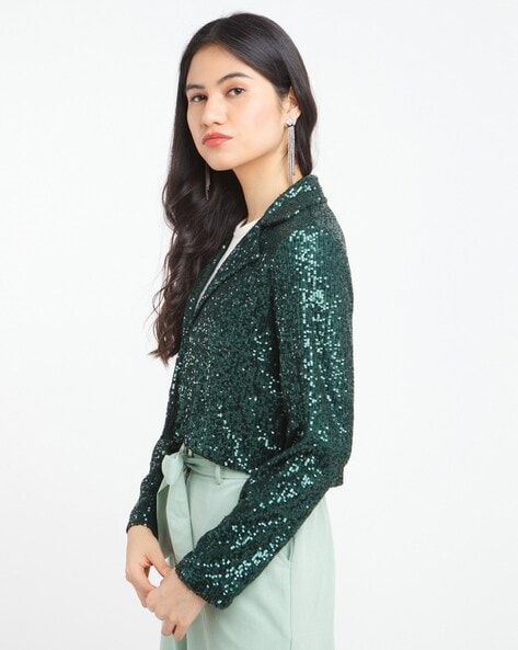 green sequin jacket womens