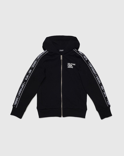 Zip-Front Hoodie with Contrast Taping