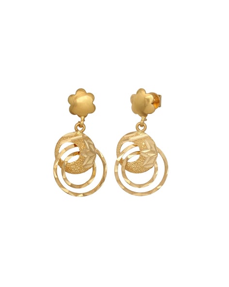 18K Yellow Gold Double Hollow Drop Earrings