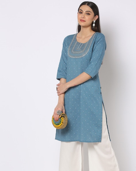 Micro Print Straight Kurta