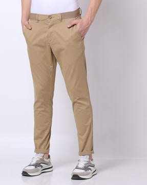 Buy Khaki Beige Trousers & Pants for Men by NETPLAY Online