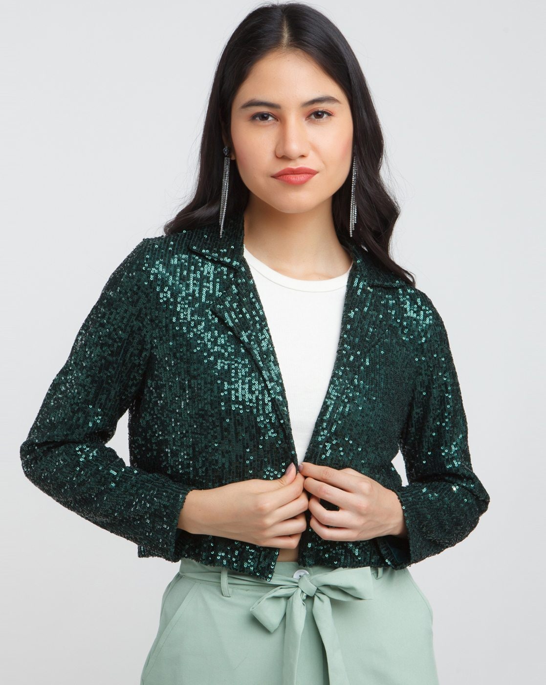 Green sequin 2025 jacket womens