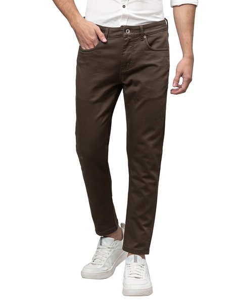 Buy Instafab Plus Mens Regular Fit Denim Jeans Color Beige online